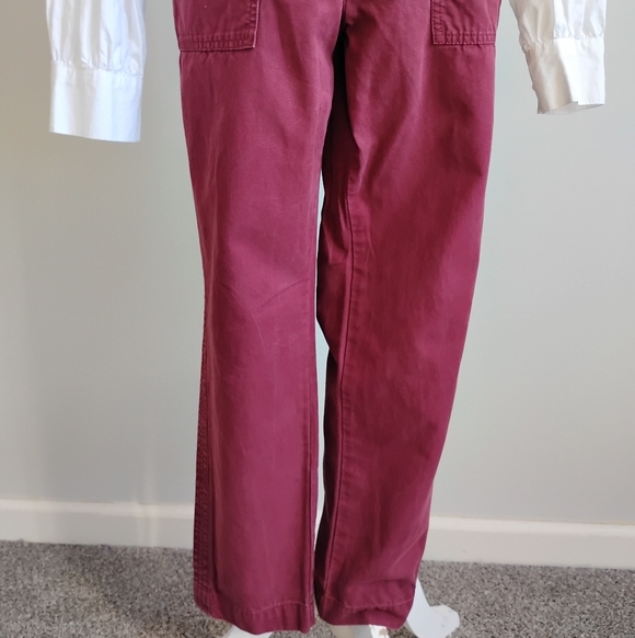 Talbots Slim Cargo Pants Cranberry Red Cotton Blend Classic Carhartt Style Sz 10 - Picture 3 of 17